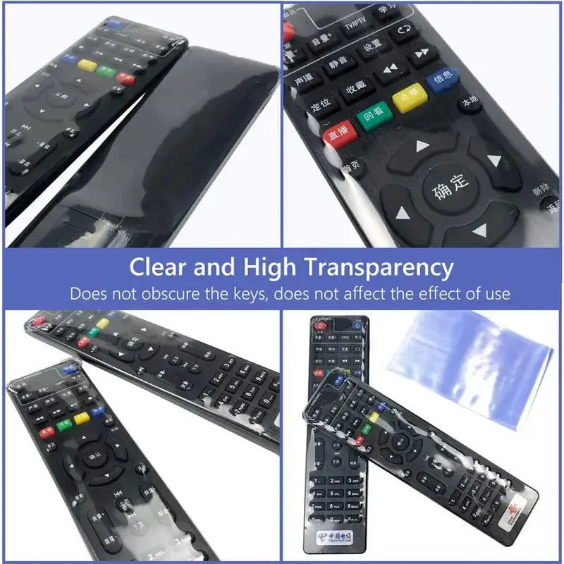 Túi màng co, trong suốt, vỏ chống bụi, cho điều khiển từ xa TV và điều hòa không khí, tấm nhựa co, có kích thước S / L 3