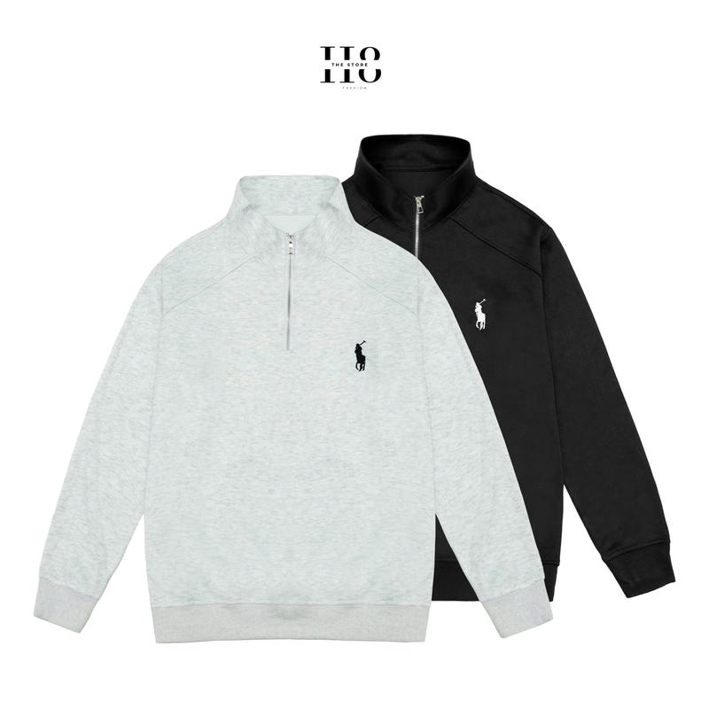 Áo Sweater Cổ Zip Vải Nỉ 2 Da Có Khóa Cổ form rộng Menswear Nam Dài Tay