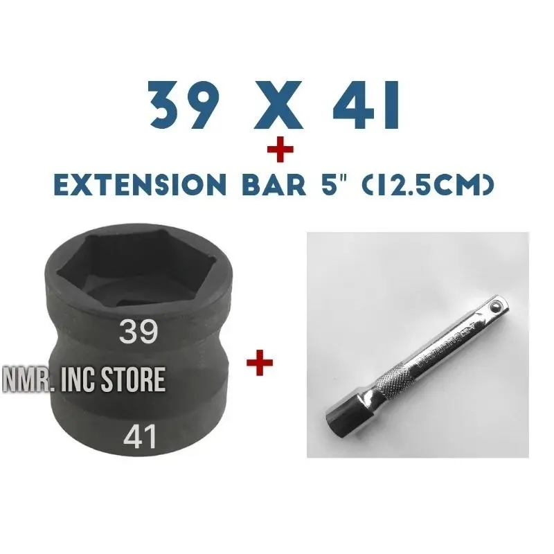 PAKET Mata Kunci Shock CVT 39x41 + Extension Bar 5”, Double Socket 39 x 41 mm Mur Kopling Motor Matic 4
