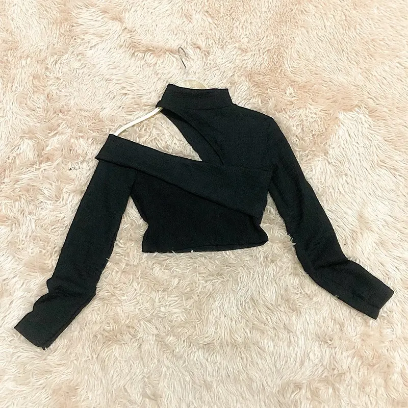 áo cổ lọ khoét vai bên hông tay dài siêu sang chảnh cho phái nữ Top Cổ Tròn Women 1