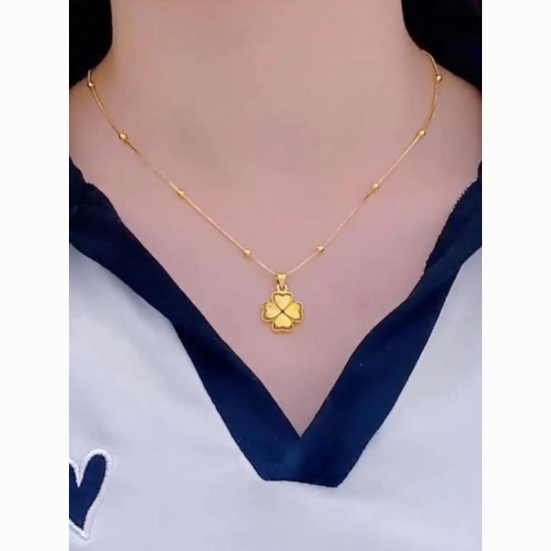 Vòng Cổ Thép Titan Cỏ Bốn Lá, Màu Vàng Kim, Dễ Phối Đồ Thời Trang, Chống Dị Ứng, Không Phai Màu, Dây Chuyền Xương Đòn Có Thể Giặt Được, Thích Hợp Cho Bạn Gái, Vợ, Mẹ, Quà Sinh Nhật