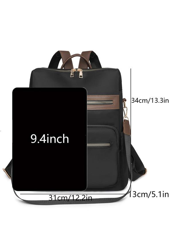 Women's Solid Color Nylon Backpack, Fashionable Large Capacity Lightweight Shoulder Bag, Casual Versatile Backpack for Women & Girls 1