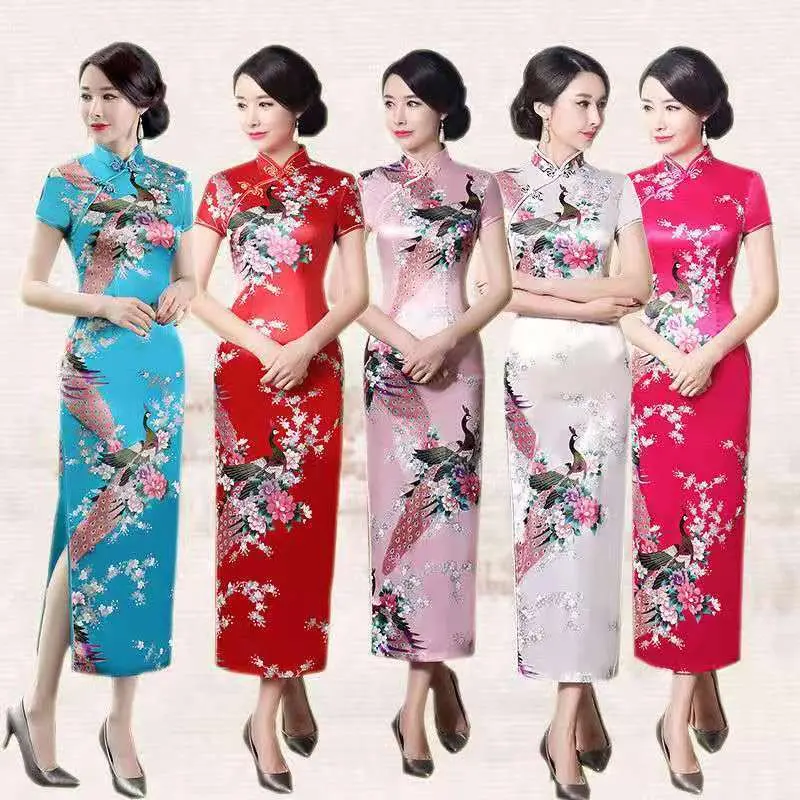 Sườn Xám, Cô Gái Trẻ Phong Cách Trung Quốc Thời Trang Hàng Ngày Mới Cải Tiến Cổ Điển, váy Sườn Xám, Dài Trung Bình, Dress, Women, Tre váy lụa váy corset váyxô vintage váy dolly váygile nữ, Khuy