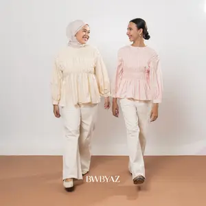 BWBYAZ - Pamela Shirred Blouse Baju Wanita Cotton Poplin Premium