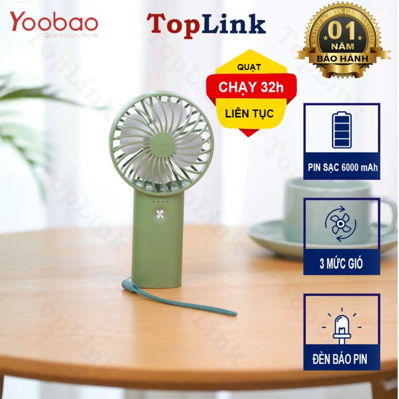 Quạt Tích Điện Cầm Tay Pin Trâu 32h Sử Dụng Yoobao F3 Với 3 Tốc Độ Gió Có Đèn Báo Pin Thiết Kế Nhỏ Ngọn - TopLink