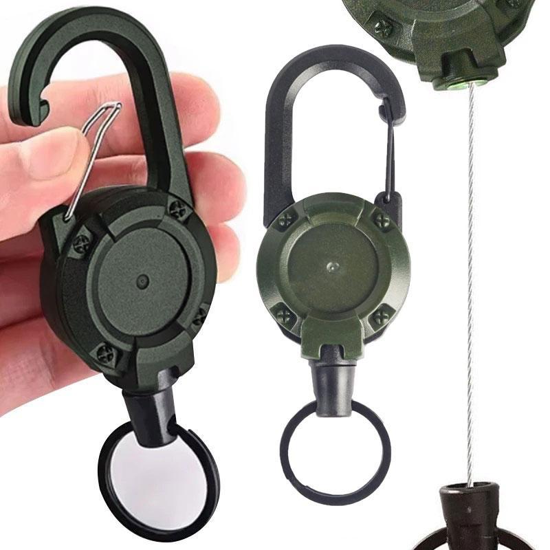 Product Introduction of Retractable Carabiner Keychain, Outdoor Easy Pull Keychain Tool, Stretchable Wire Rope Keychain, Outdoor Climbing Accessories 3