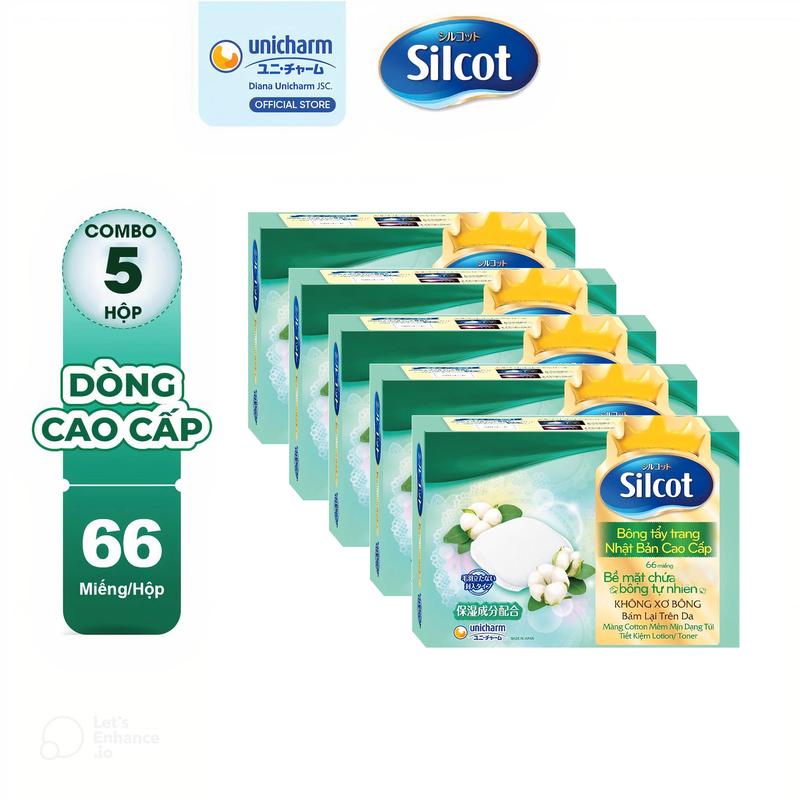 [COMBO 5] Silcot Bông tẩy trang Cơ bản 82/ Cao cấp 66 miếng/hộp