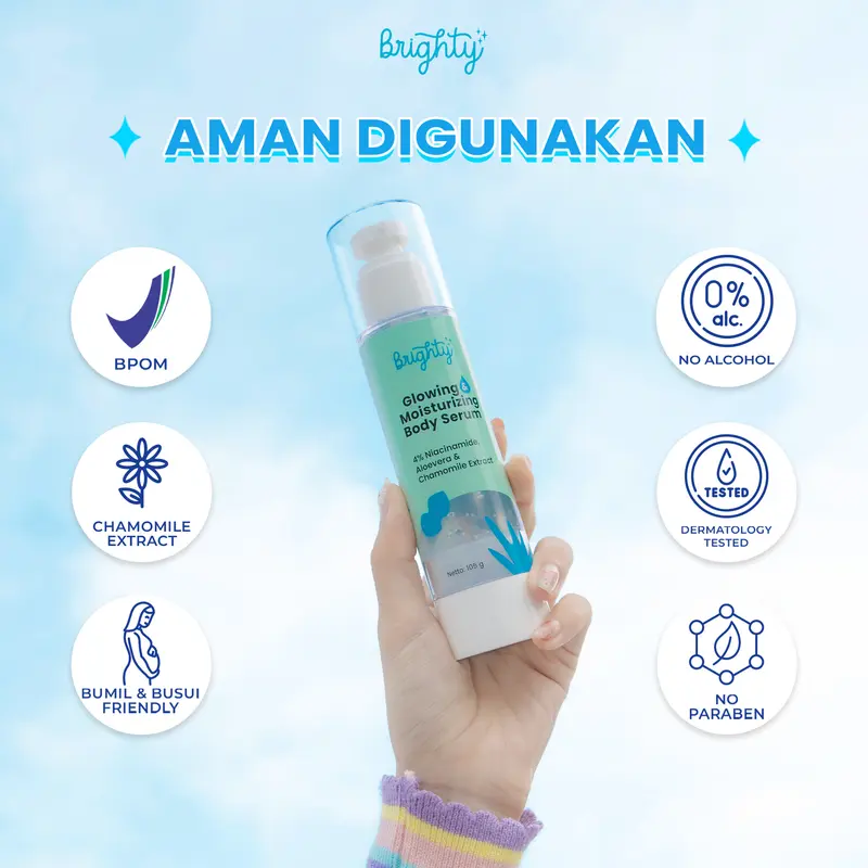 Brighty Glowing & Moisturizing Body Serum Niacinamide Tubuh  Melembutkan 3