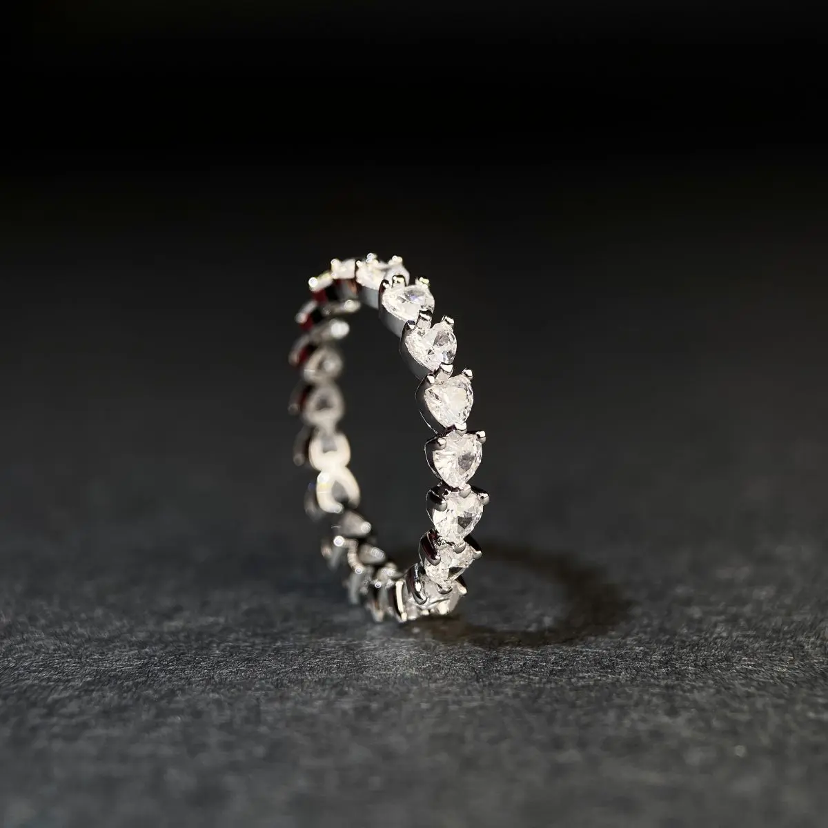 【T53】925 Sterling Silver Heart Shape Eternity Ring