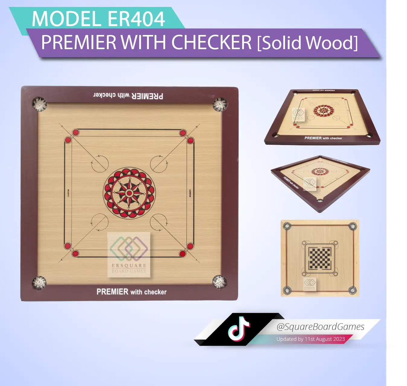 88cm Premier Solid Wood Carrom Board Gift Set Carrom Men Striker Game Papan Karrom Kayu Keras Games