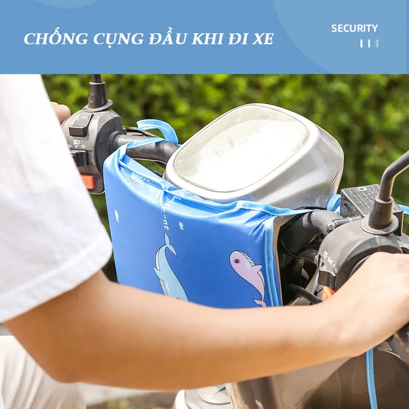 Gối chống va đập cho ghế ngồi xe máy, Gối đi xe cho bé bảo vệ đầu giảm va chạm mềm mại, chống thấm nước