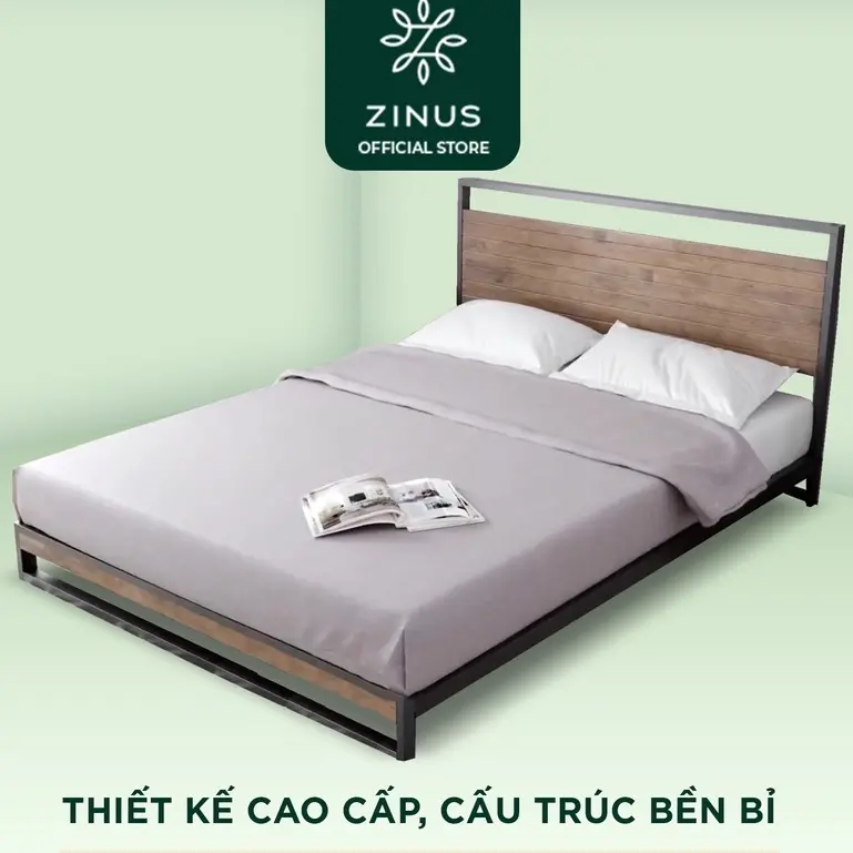 Giường Gỗ Khung Kim Loại  – Zinus Ironline Platforma Bed giuong  thong minh 5