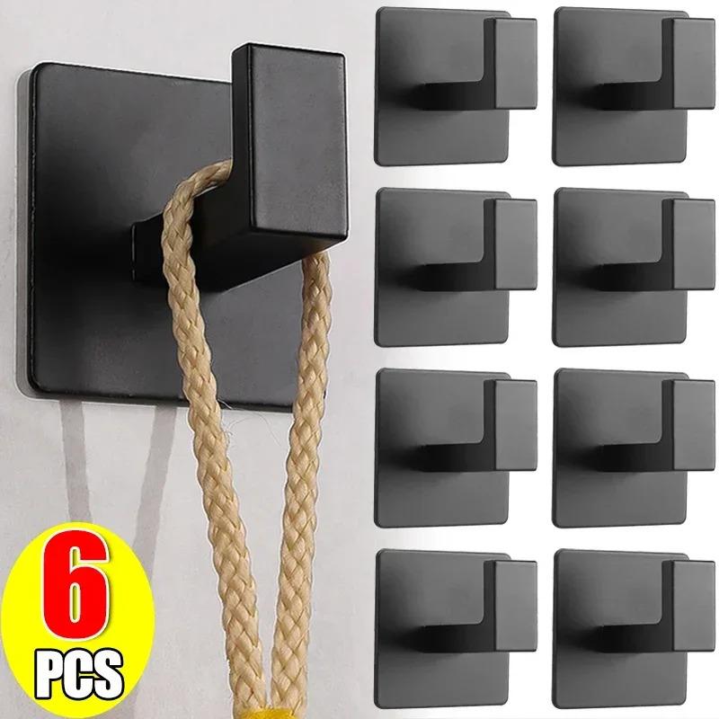 1/6Pcs Strong Self-Adhesive Wall Hooks Keys Bag Shower Robe Hanging ...