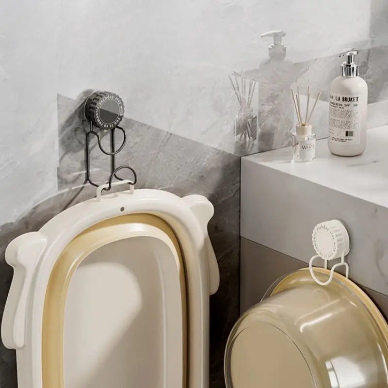 Rotary suction basin hook free punch basin storage rack wall hanging basin toilet strong bearing Organiser Hangable