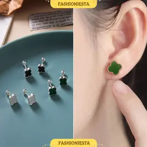 Anting-Anting Clover / Semanggi Elegan Anti Karat S925 Gold Plating Aksesoris Wanita Korea Style Fashion
