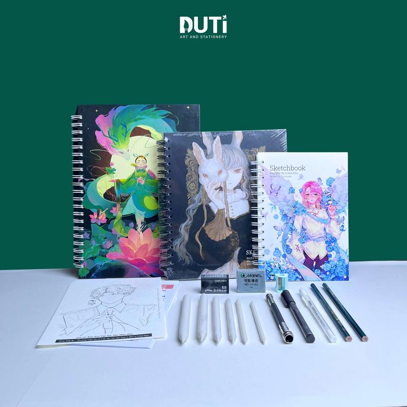 Combo Vẽ Phác Thảo Vẽ Kí Họa Sổ Không Kị Tẩy Ong Mặt Bự 72 Trang 190gsm Hàng Chất Lượng - Hoạ Cụ DUTi