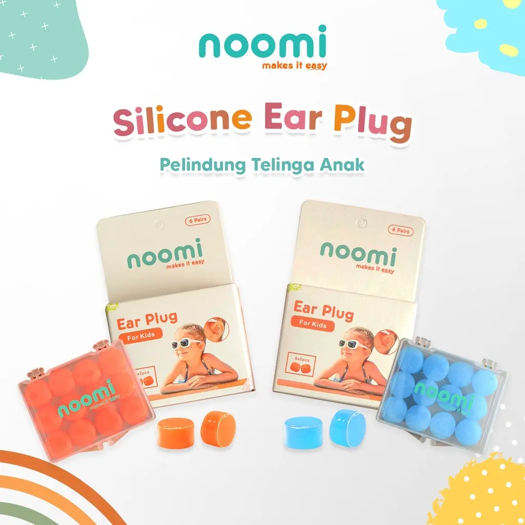 Noomi Baby Ear Plug Pelindung Telinga Bayi Bahan Silikon Penutup Telinga Anak Anti Air Pelindung Telinga Waterproof Pink Kids Earmuff