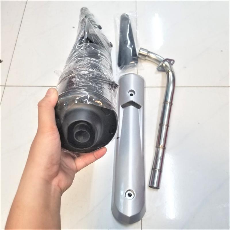 Ống xả khí thải Spark gắn cho các dòng Sirius xăng cơ kèm ốp pô bạc