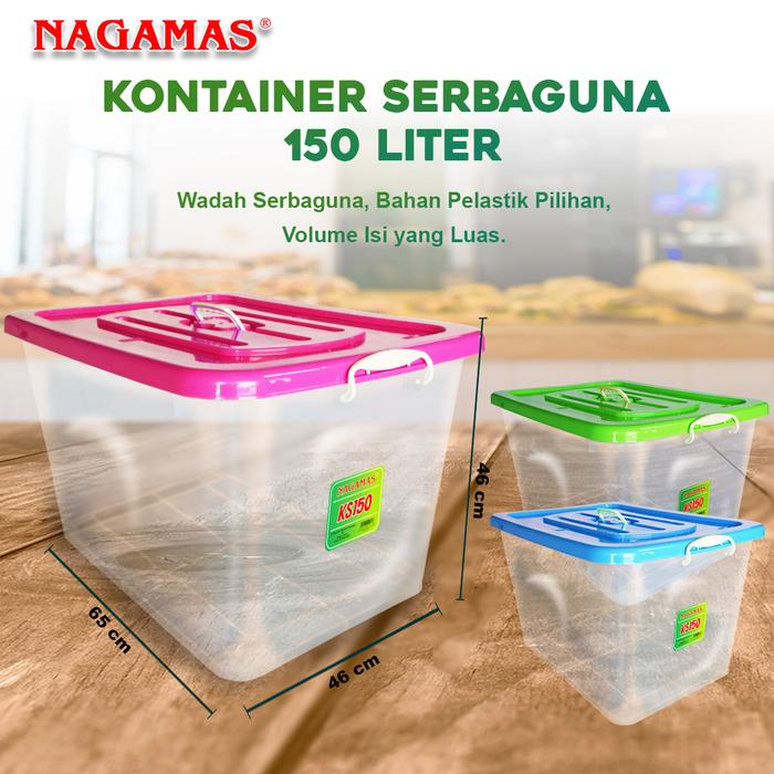 Gambar NAGAMAS Box Kontainer Plastik Dengan Roda 150 Liter dari Nagamas Indonesia Store Kota Tangerang Tokopedia