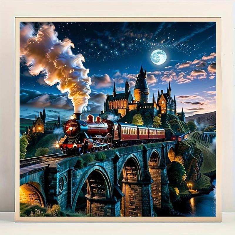 Product Introduction of 5D DIY Diamond Arts Colorful Painting Kit, Train Pattern Diamond Arts Colorful Painting without Frame, Handmade Art Crafts for Home Decor 4
