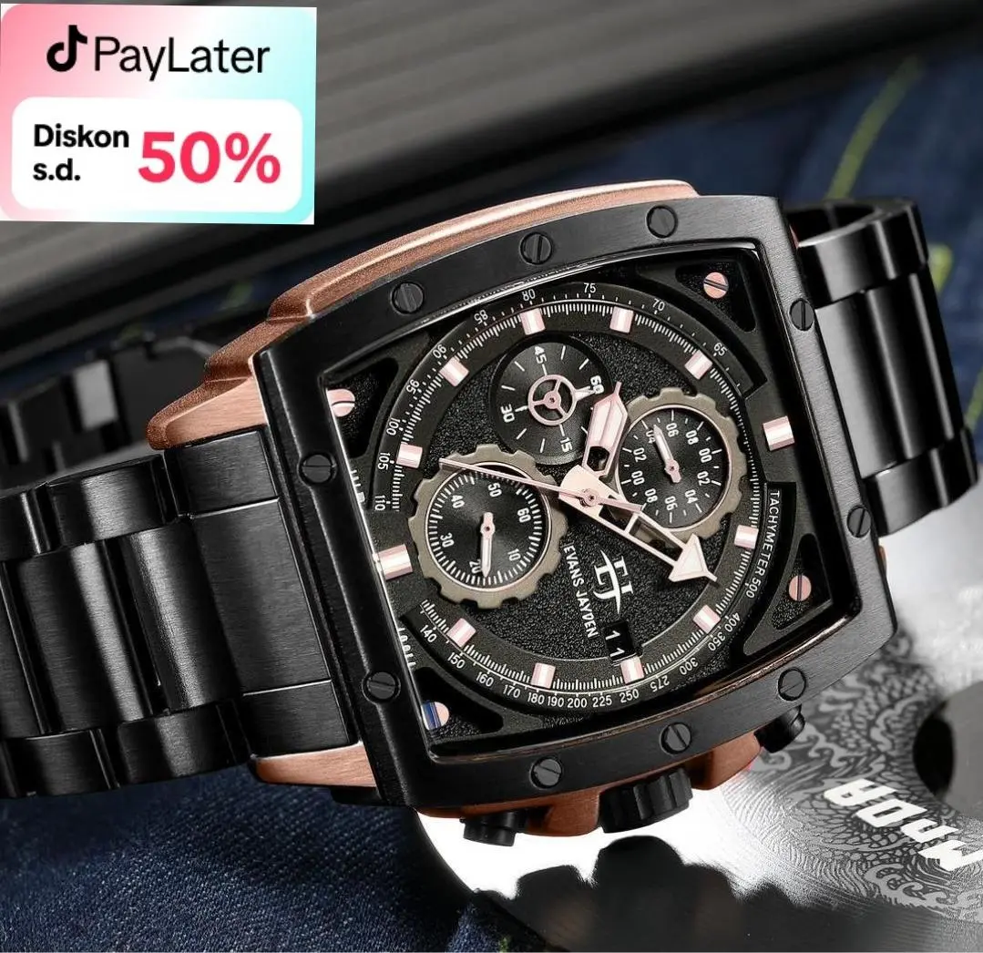 DISKON jam tangan  !! Evans Jayden Jam Tangan Pria 9463-1 Rantai Stainless Steel Chronograph Kaca Sapphire Water Resistant 10ATM Watches Waterproof