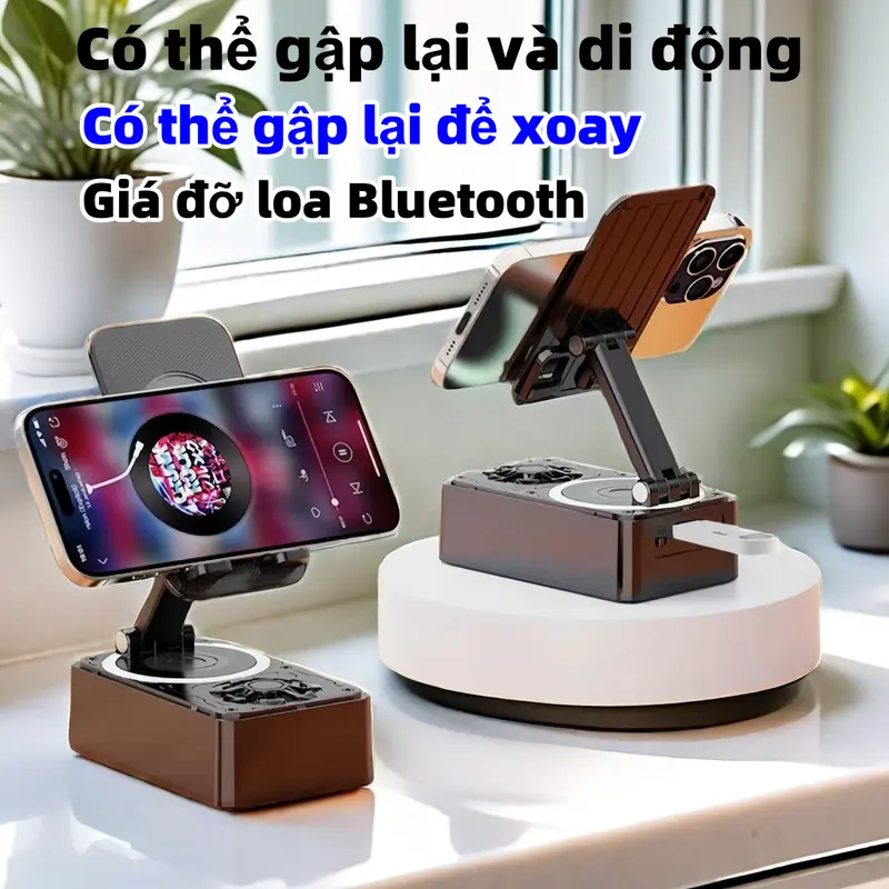 Loa Bluetooth, Giá Đỡ Điện Thoại Di Động 3 Trong 1, Xoay 360 Độ, Gậy Giọng Nói Âm Trầm Bluetooth, Giá Đỡ Điện Thoại Để Bàn Chống Trượt, Phụ Kiện Loa Có Thể Gập Lại Và Tiện Lợi, Có Thể Sạc Lại 0