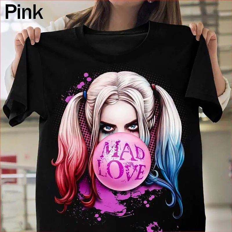 Joker T-shirt For Women Harley Quinn Summer  Round Neck Top Fashion Oversize T-shirt DIY COD【COD】 Basic Soft Pendek Kaos Casual Sweater Wanita Polos Navy Baju