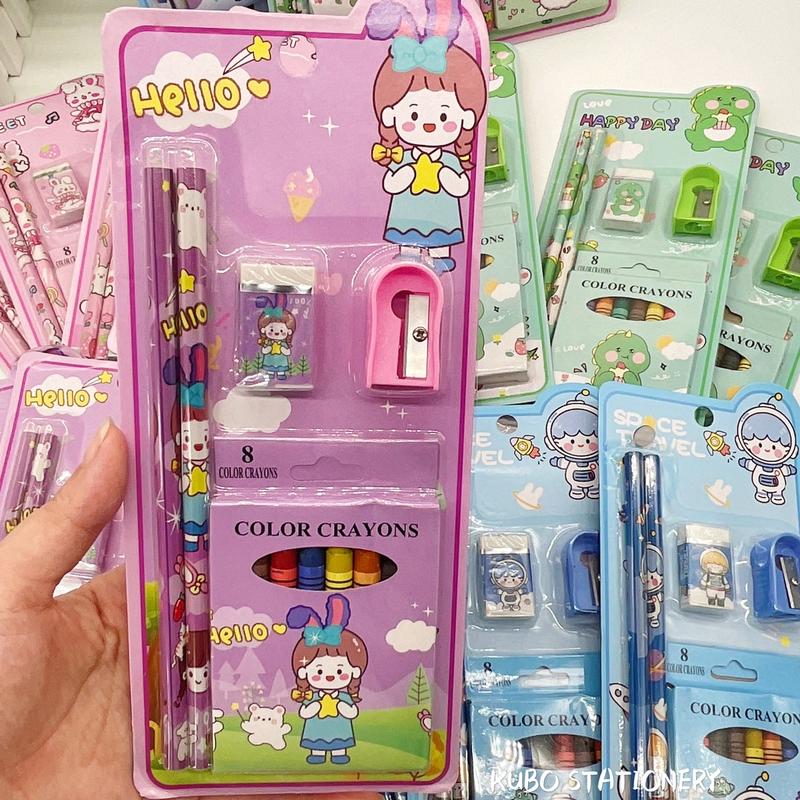 Product Introduction of 7011 9003 Children's Stationery Set Gift Preschoolers Pencil Set Gift 4 Colors Available 12