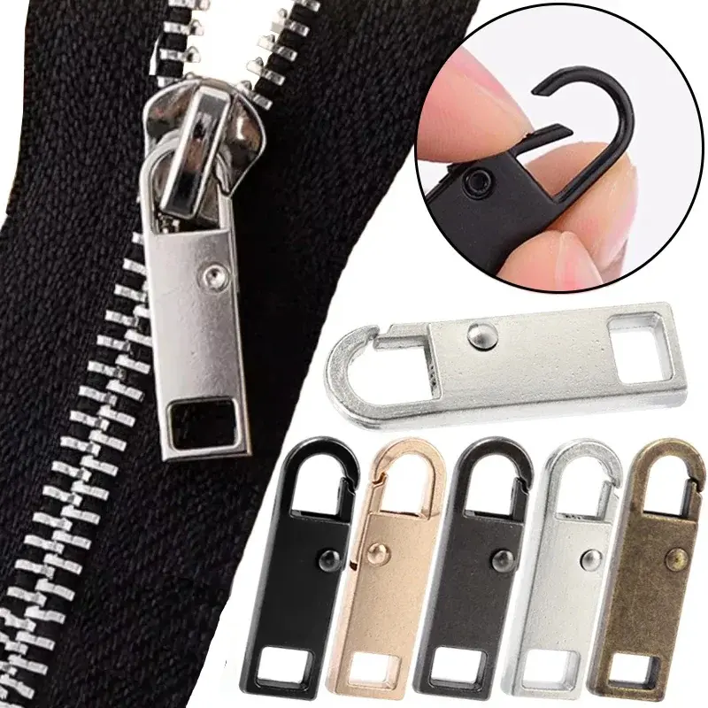 Kit Gantian Gelangsar Zip Logam, 5 warna tersedia, untuk Beg Perjalanan dan Beg Pakaian Gesper Patah, Sesuai untuk Jahit DIY Isi Rumah, Termasuk Penarik Zip
