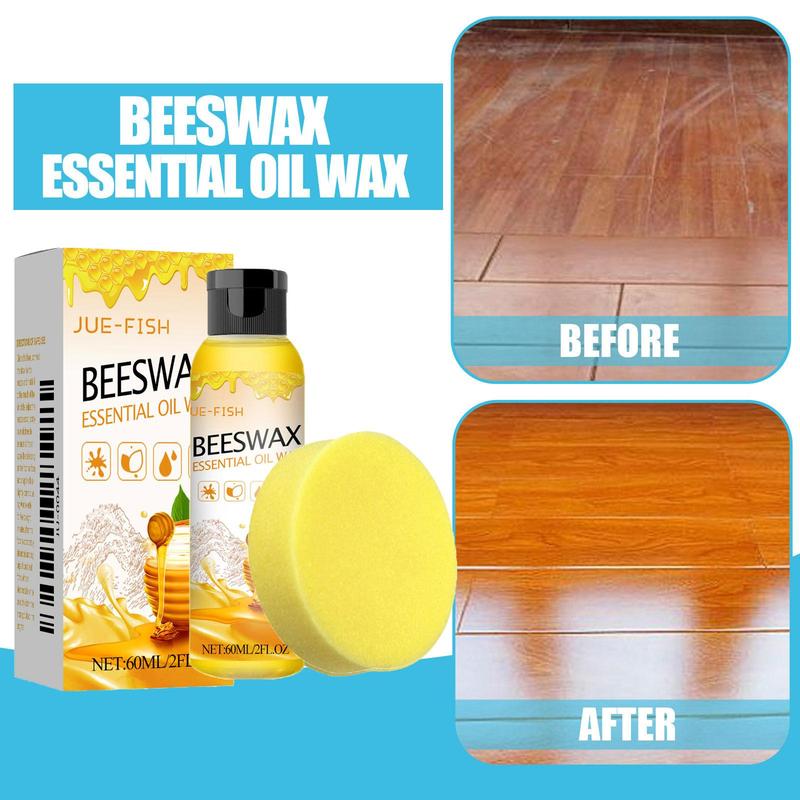 Product Introduction of Beeswax Wood Furniture Polish Wax with Sponge, 1/2 Counts Home Furniture & Floor Polishing Wax, Household Cleaning Supplies for Home Kitchen Bathroom 5