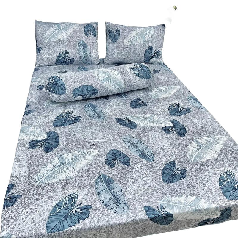 Bộ drap 4 món LÁ CHUỐI XÁM thun lạnh HQ siêu sang-xịn-mát-mịn