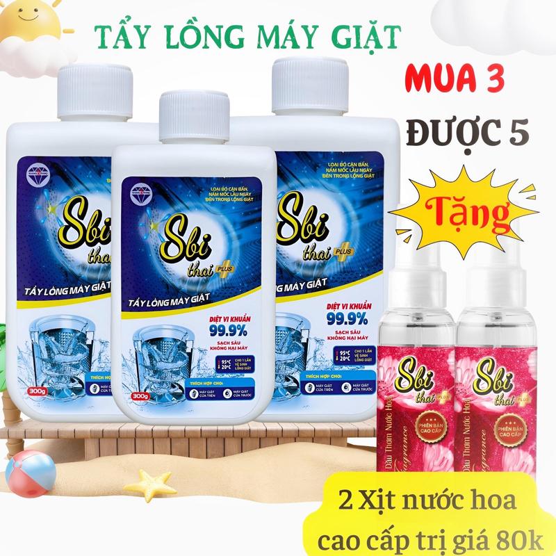 ( MUA 3 ĐƯỢC 5) Tẩy Lồng Máy Giặt Sbi 300g, Dạng Bột, Tẩy Sạch Cặn Bẩn,Nấm Mốc,Mùi Hôi Vi Khuẩn Trong Lồng Máy, Nhanh Chóng ,Dễ Dàng Sử Dụng, Phù Hợp Cửa Ngang Và Cửa Đứng (tặng 2 xịt 40K) Làm Sạch