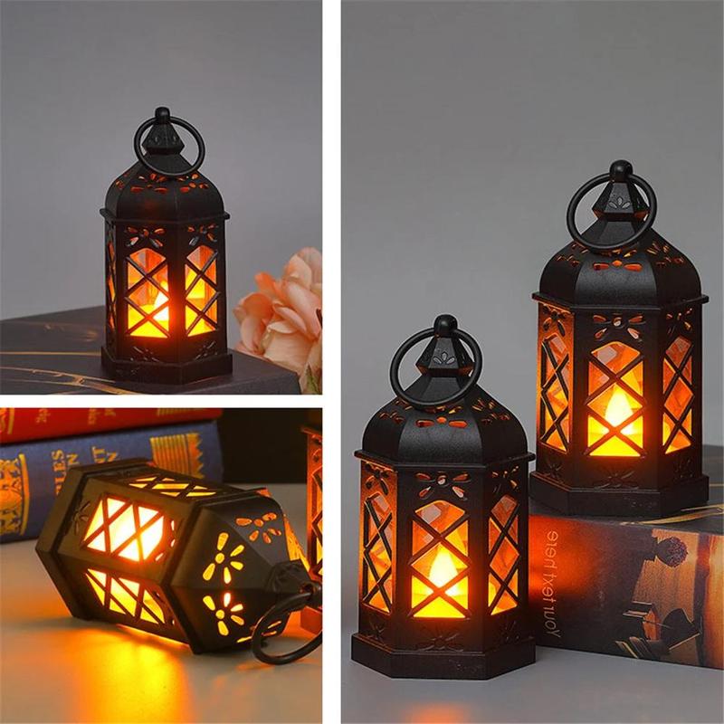 Vintage Hexagonal Hanging Light, 12pcs/box LED Candle Design Light, Decorative Light for Home Party Festival, Room Decor, Home Decor 5