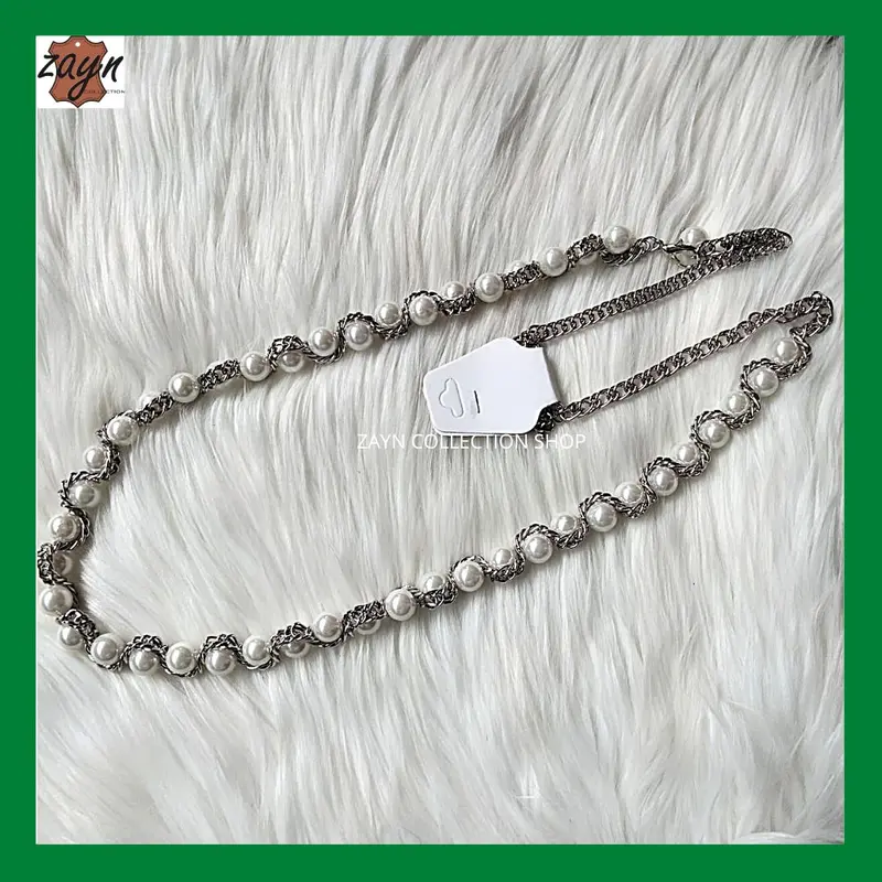 Belt Rantai Mutiara Gold Gesper Fashion Wanita Silver Ikat Pinggang Gamis Rantai Model Kait 2