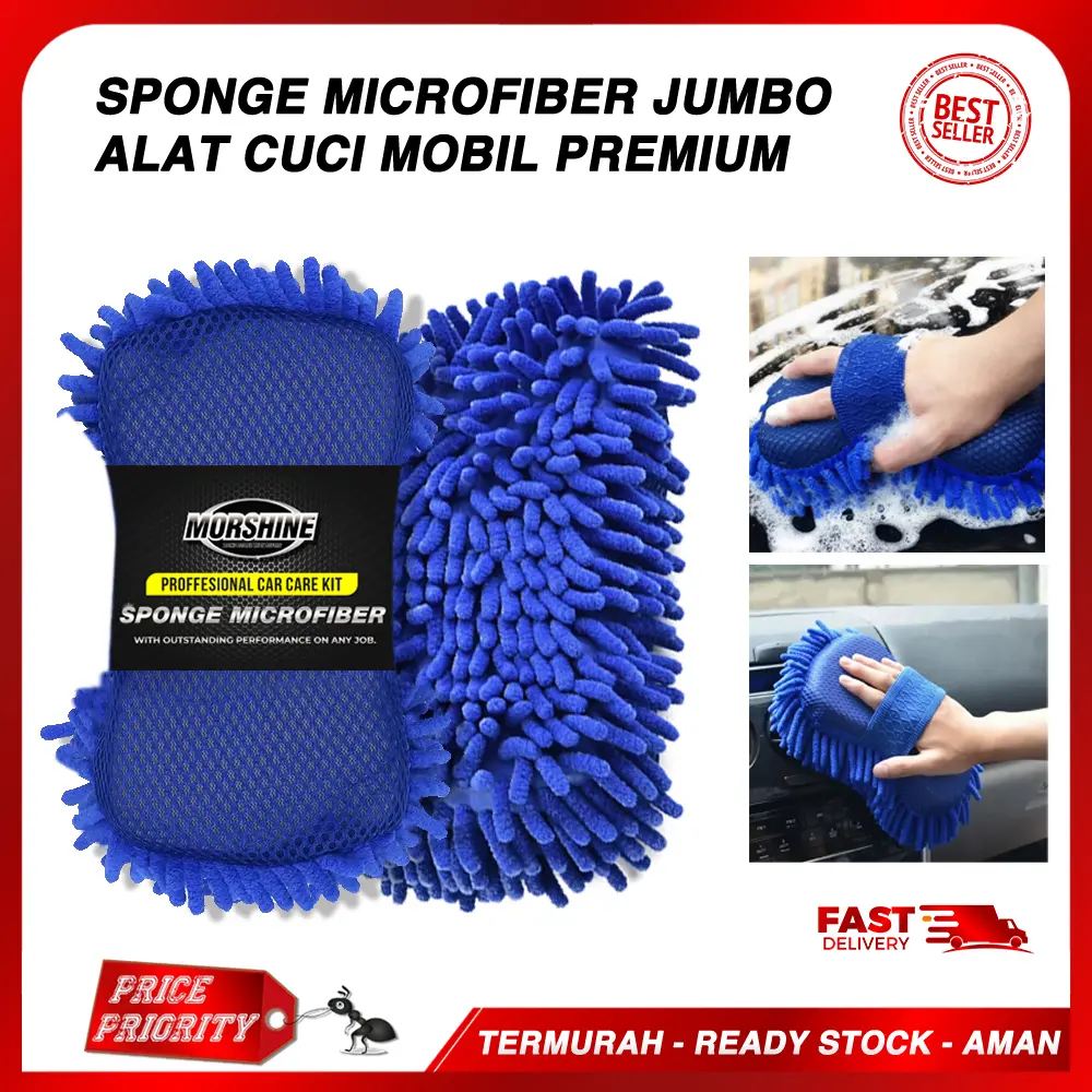 Morshine SPONGE SPON CENDOL microfiber Jumbo Serbaguna Detailing Cuci ...