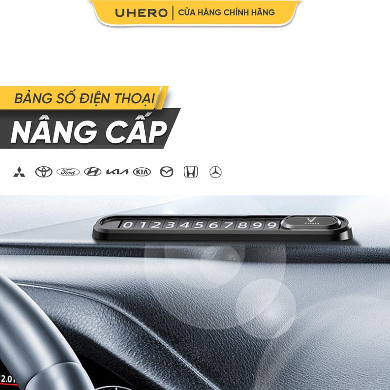 UHero Bảng số điện thoại trên ô tô BS02 bảng số điện thoại gắn taplo bằng kim loại, để lại số điện thoại khi đỗ xe, tránh mâu thuẫn, bị phạt Nội Thất