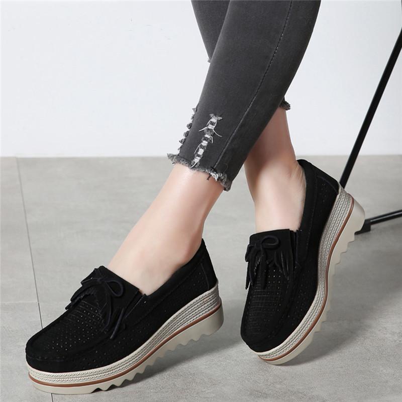 Product Introduction of Women Shoes New Spring Platform Flats Sneakers Women Suede Leather Women Casual Shoes Slip On Flats Heels Creepers Moccasins 6