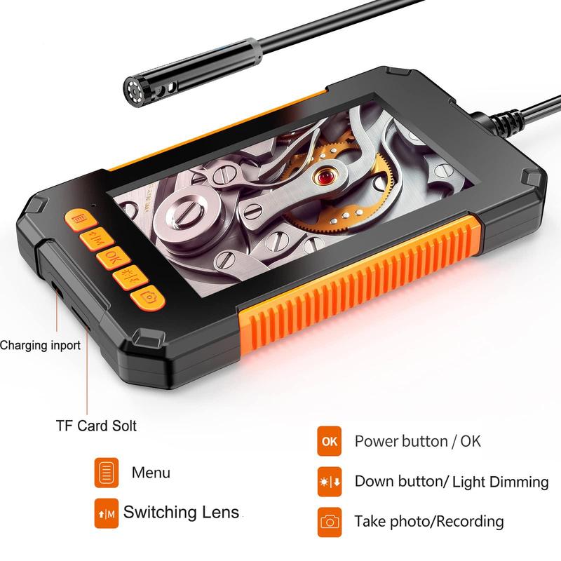 1080P Industrial Endoscope, Waterproof Detection Tools with Dual Lens & 8 LED Lights, 4.3 Inches LCD Endoscopes for Air Conditioning, Stocking Fillers Gift, Car Scanner Fixed 7