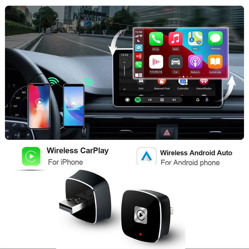 Bộ Chuyển Đổi Carplay không dây 2 trong 1 dành cho Android và iPhone Có dây và không dây Hộp AI Kết nối USB Tương thích với Volvo Benz Mg Kia Chery VW