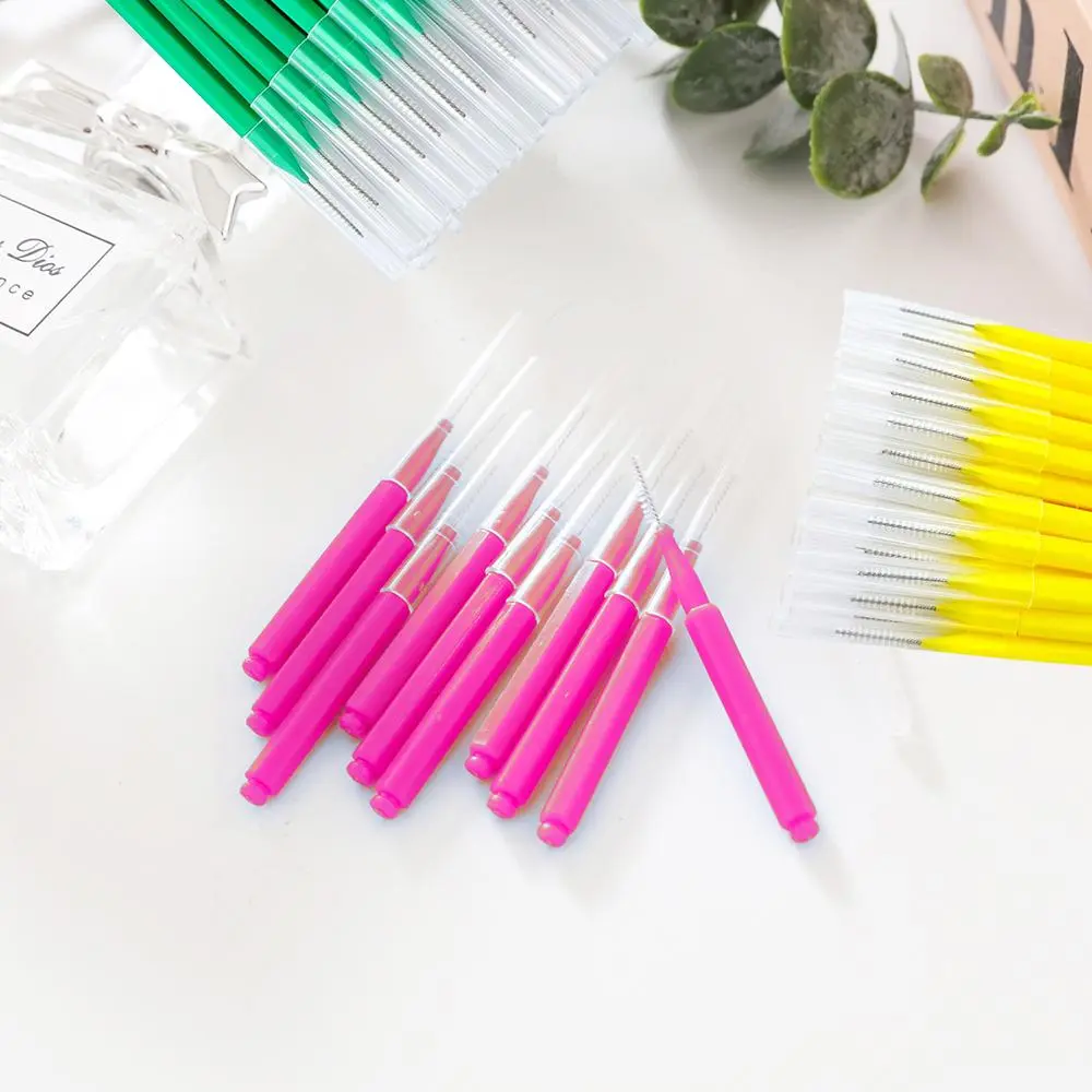 Interdental Brush, 60pcs/set Oral Care Toothbrush, Dental Floss Pick Toothbrush, Tooth Cleaning Brush, Oral Care Tool for Home & Travel