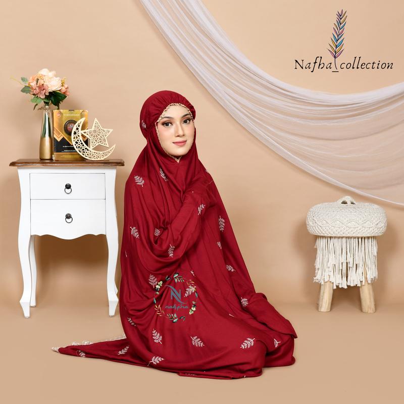 Product Introduction of NAFHA - Mukena Terusan Dewasa Nafha Bordir Daily Tropical Katun Mukenah Rayon Wanita Muslim Putih Traveling Panjang 33