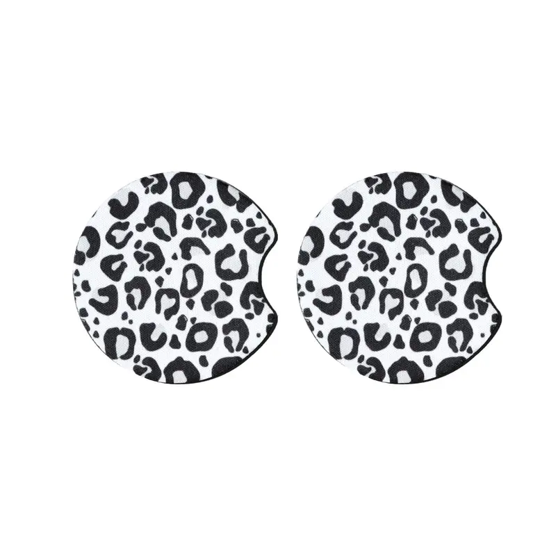 Leopard Print Car Coaster, Round Anti-slip Cup Holder Decorative Cup Mat, Car Cup Holder Coaster For Gift, Car Decoration 0