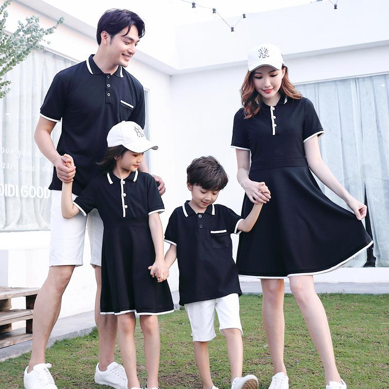 Hi Mia's Shop | Spring and Summer New Internet Celebrity Parent-Child Dress Summer Classic Style Mother-Daughter Dress Short Sleeve Couple Suit 1