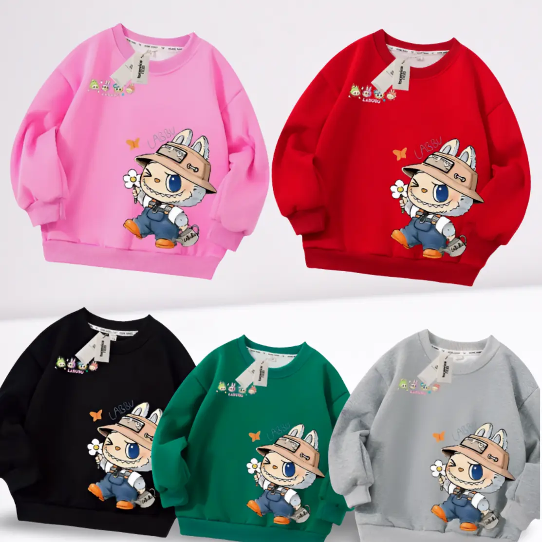 Áo Nỉ 10-30kg In Hình Labubu Cho Bé Trai Và Bé Gái Chất Nỉ Tầu Mềm Mịn Ấm Áp Cả Ngày aohoodie  chobetrai áo  hoodie