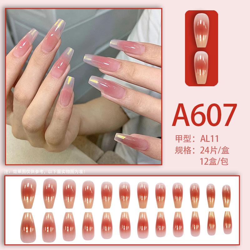 Product Introduction of Summer Autumn Gentle Simple Pure Desire Style Wearable Nail Tips Printed Solid Color French Style Detachable Fake Nails 8