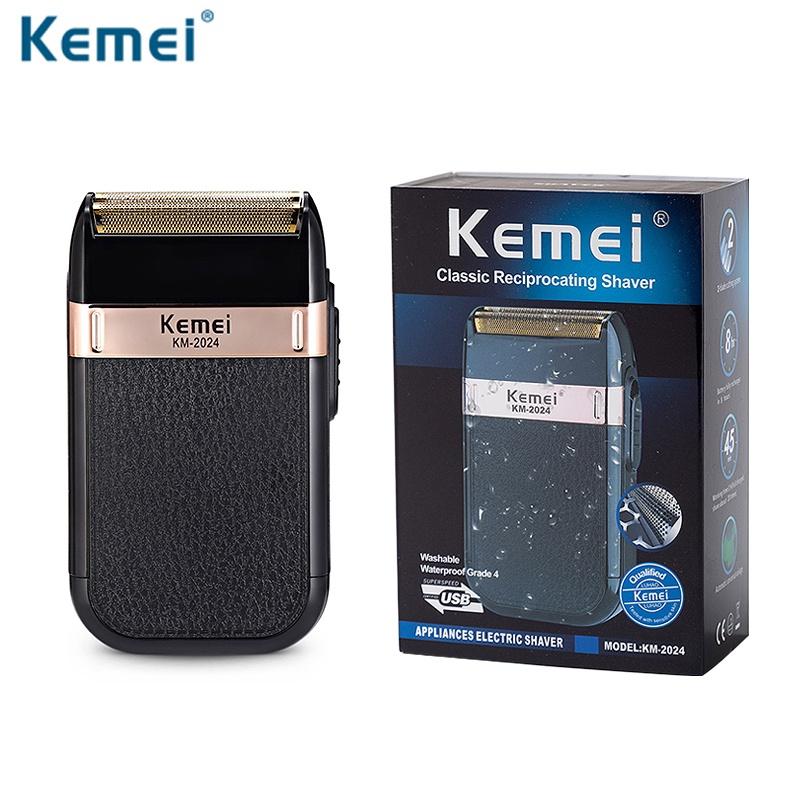 Máy Cạo Râu Kemei 2024 Khô Cao Cấp Lưỡi Lá Dạng Song Song
