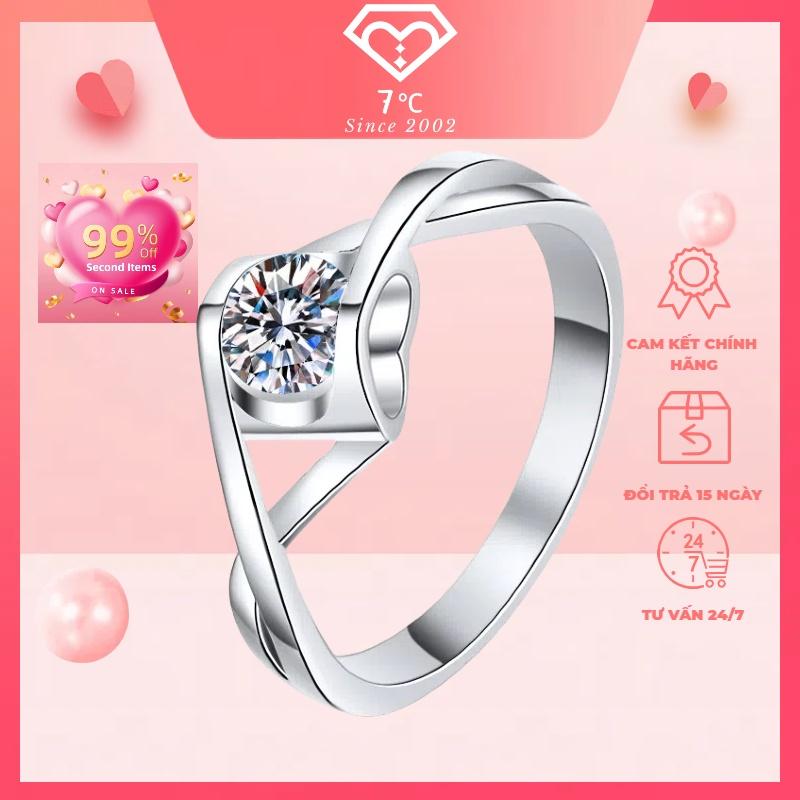 Nhẫn Moissanite Thiết Kế Hình Trái Tim Với Kiểu Hôn Thiên Thần 7°C