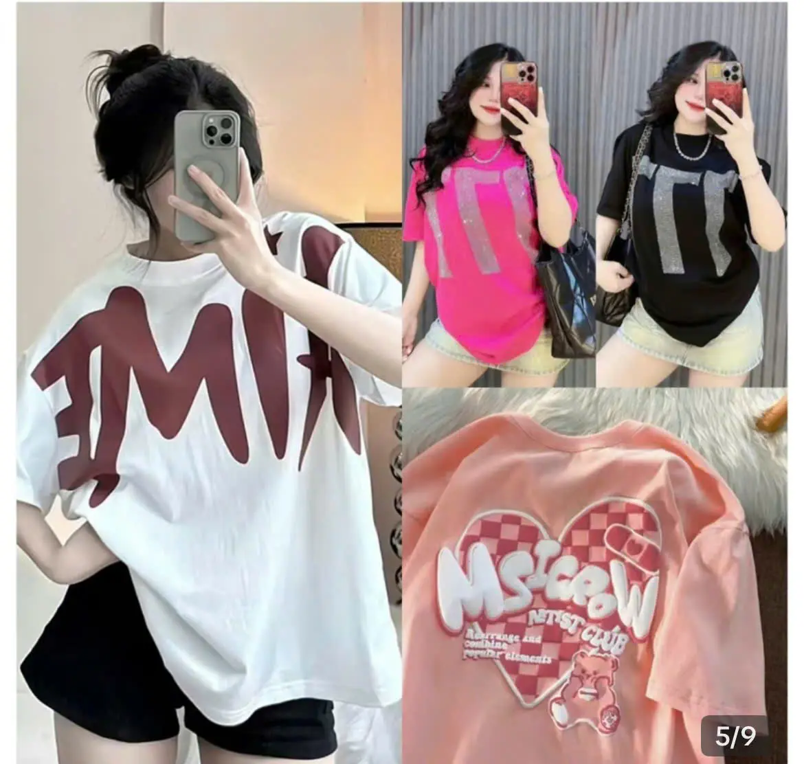 [COMBO 3 ÁO] Áo Thun Nam Nữ Form Rộng, Áo Phông Nam Nữ Unisex Tay Lửng Cổ Tròn Women Top Sen