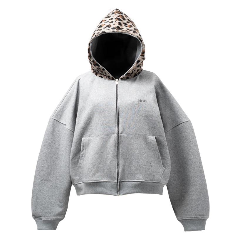 Áo Hoodie Zip Mũ Da Beo Nam Nữ Khóa Kéo YKK Màu Xám (28NOB) - Sản phẩm áo hoodie dày dặn, chống nắng và giữ ấm tốt