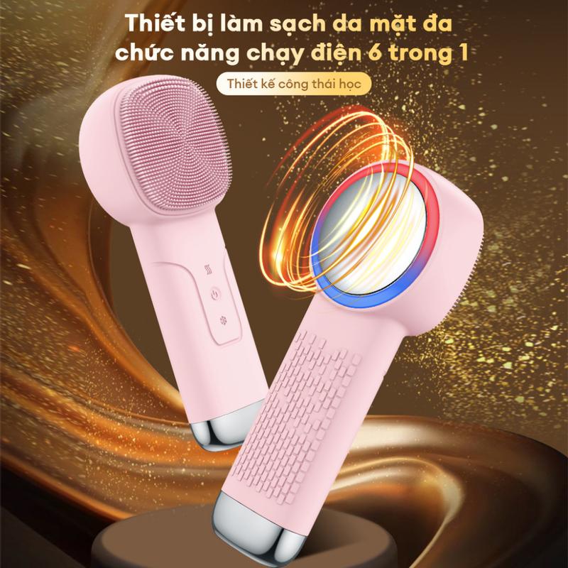 CkeyiN 6 trong 1 Máy Rửa Mặt Massage Tích Hợp Liệu Pháp Ánh Sáng và Nhiệt Multi-task Cleansing & Massaging Device MS004P